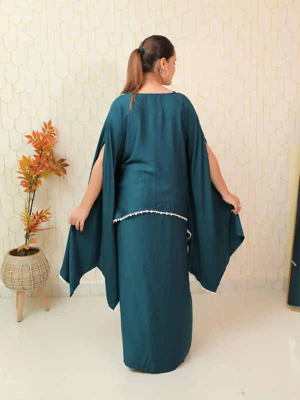 Teal_Blue_Drape_Kaftan_Set