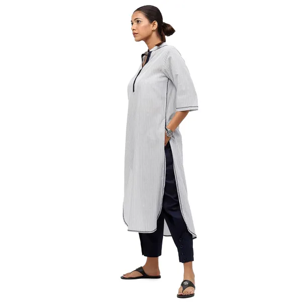 Silver_Cotton_Solid_Kurti_For_Women