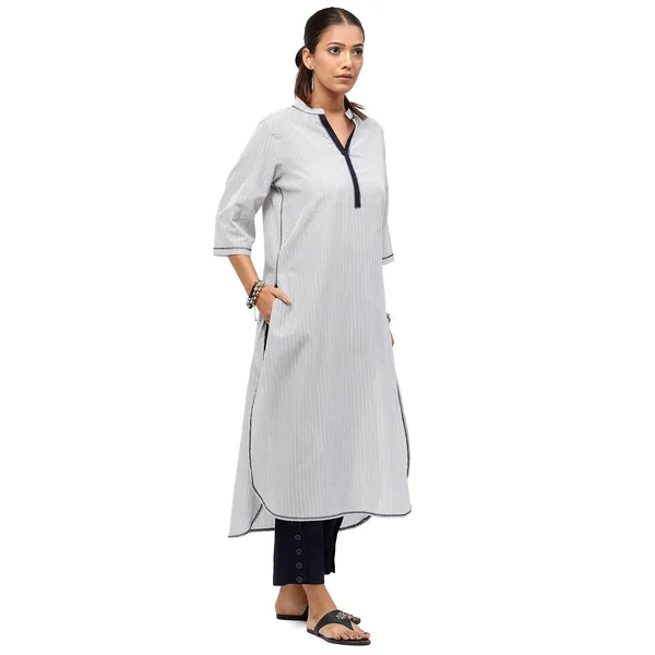 Silver_Cotton_Solid_Kurti_For_Women