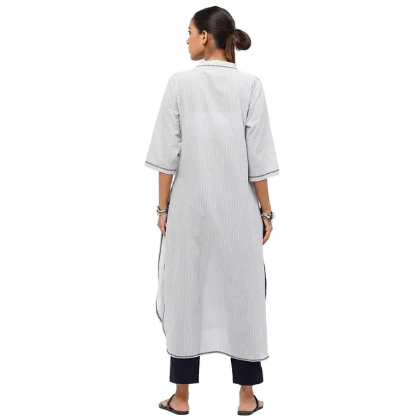 Silver_Cotton_Solid_Kurti_For_Women