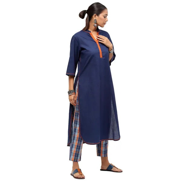 Blue_Cotton_Solid_Kurti_For_Women