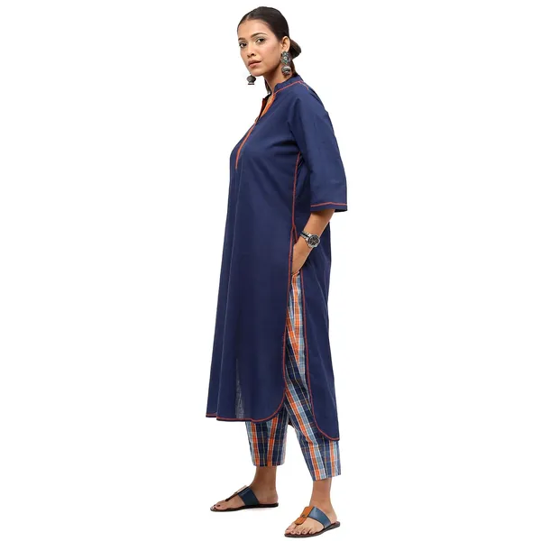 Blue_Cotton_Solid_Kurti_For_Women