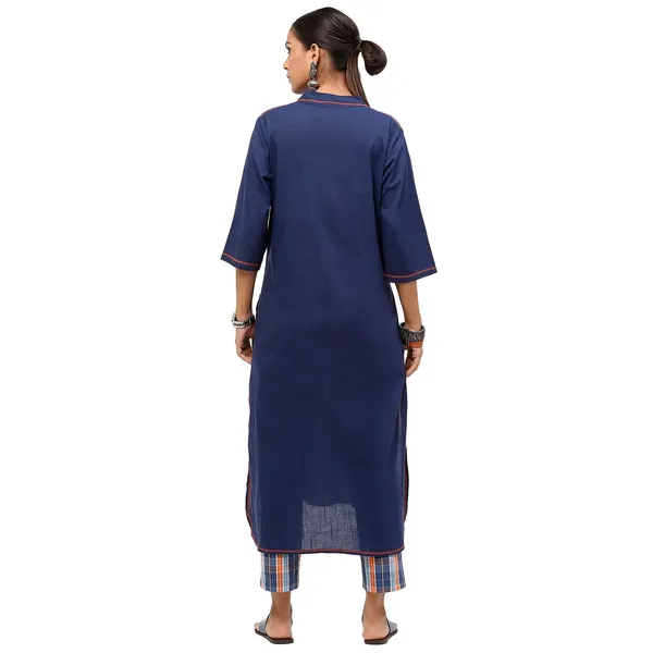 Blue_Cotton_Solid_Kurti_For_Women