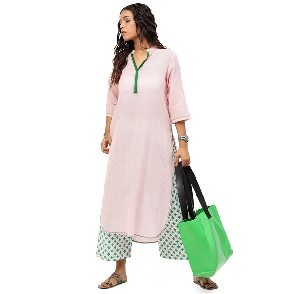 Pink_Cotton_Solid_Kurti_For_Women
