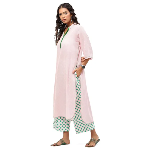 Pink_Cotton_Solid_Kurti_For_Women