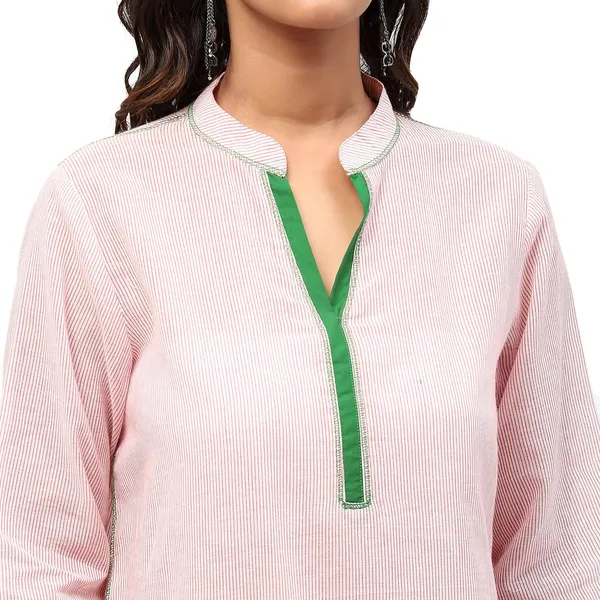 Pink_Cotton_Solid_Kurti_For_Women