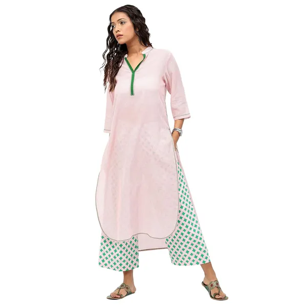 Pink_Cotton_Solid_Kurti_For_Women