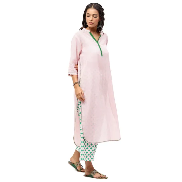 Pink_Cotton_Solid_Kurti_For_Women