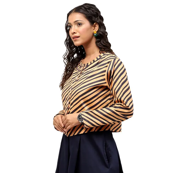 Golden_Cotton_Striped_Jacket_For_Women