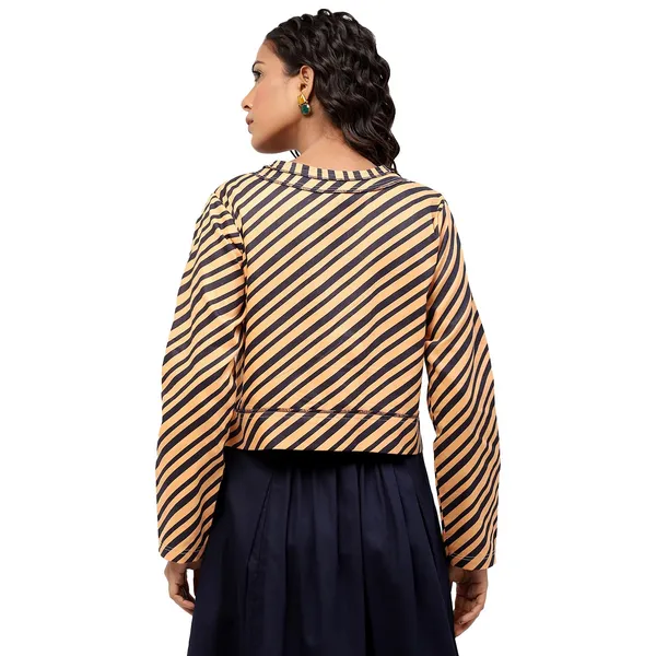 Golden_Cotton_Striped_Jacket_For_Women
