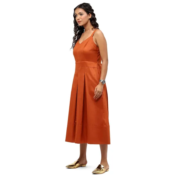 Orange_Cotton_Solid_Dress_For_Women