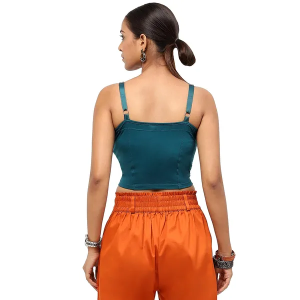 Teal_Rayon_Blend_Solid_Top_For_Women