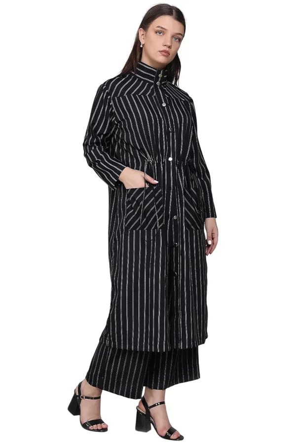 Black_Crepe_Striped_Clothing_Set_For_Women