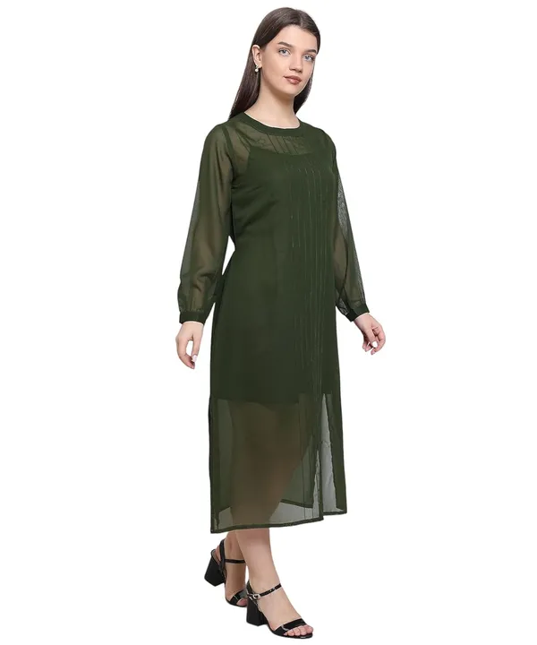 Green_Georgette_Solid_Dress_For_Women