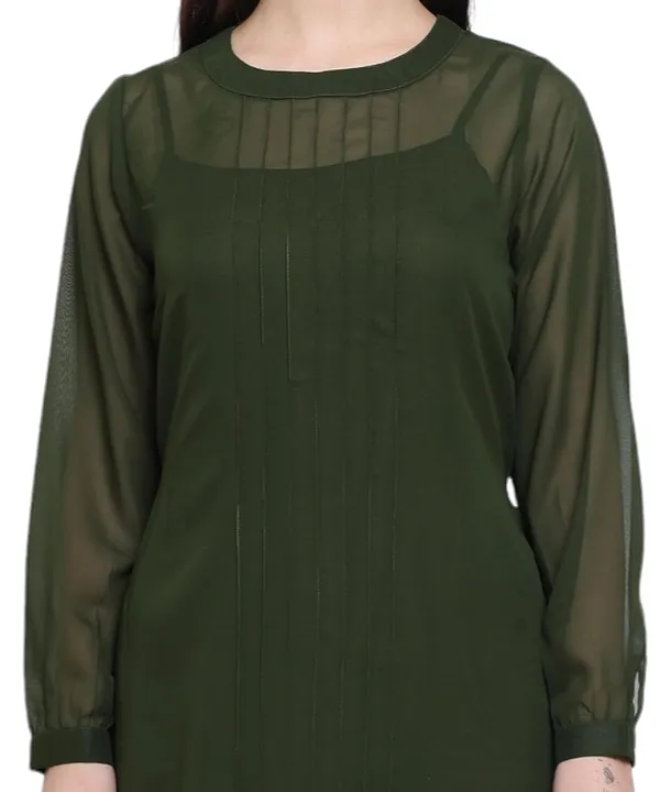 Green_Georgette_Solid_Dress_For_Women
