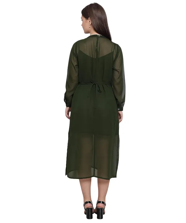 Green_Georgette_Solid_Dress_For_Women