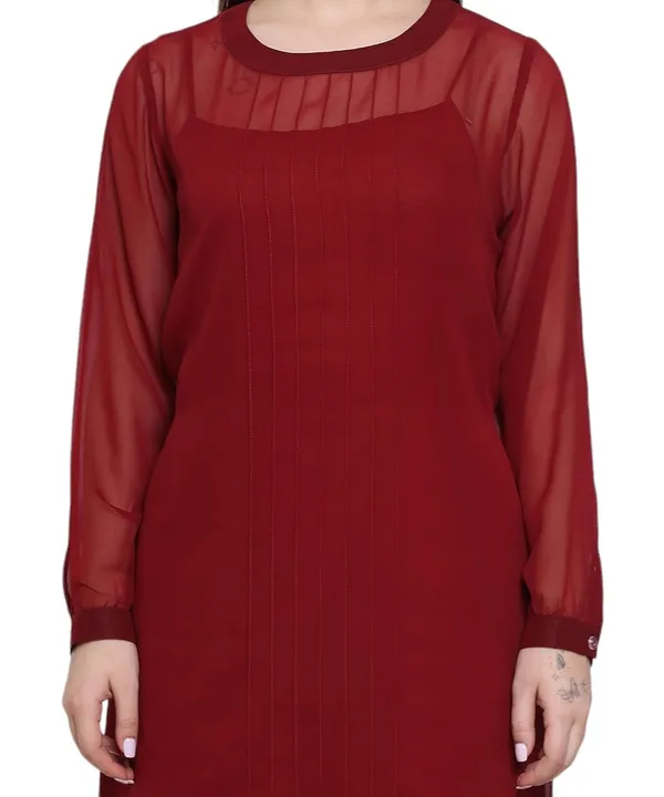 Red_Georgette_Solid_Dress_For_Women