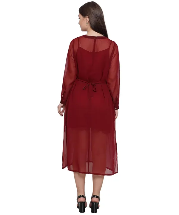 Red_Georgette_Solid_Dress_For_Women