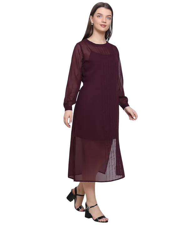 Plum_Georgette_Solid_Dress_For_Women