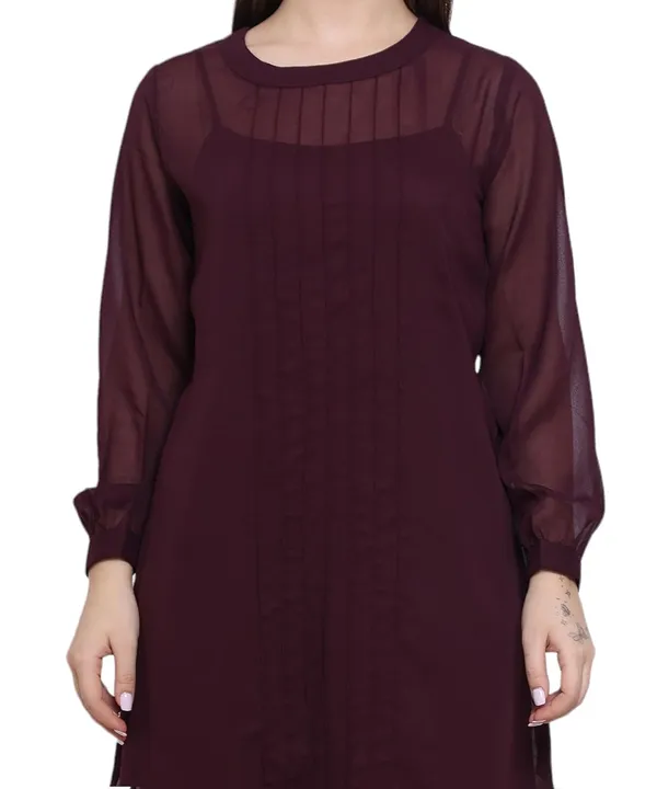 Plum_Georgette_Solid_Dress_For_Women
