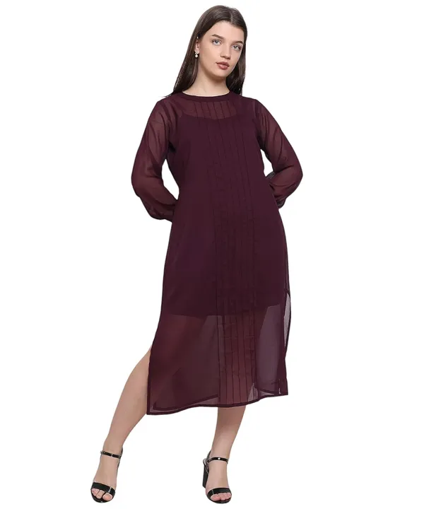 Plum_Georgette_Solid_Dress_For_Women