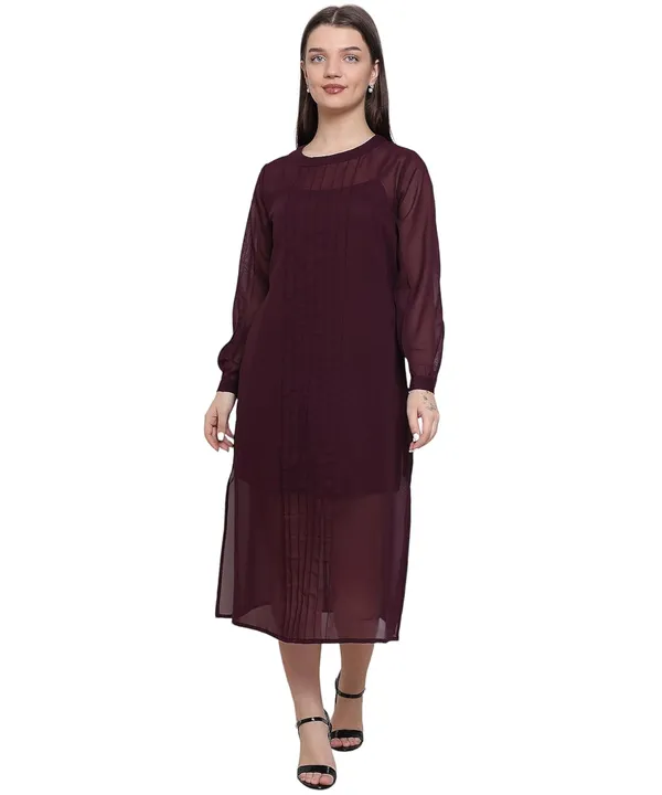 Plum_Georgette_Solid_Dress_For_Women