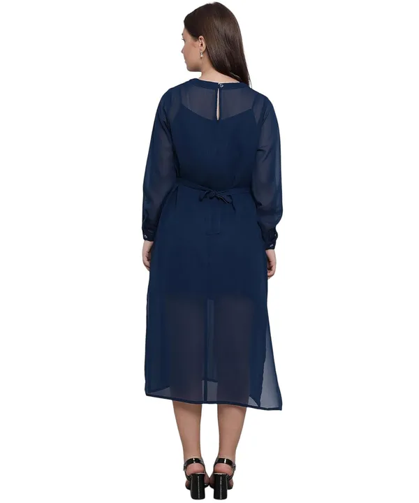 Teal_Georgette_Solid_Dress_For_Women