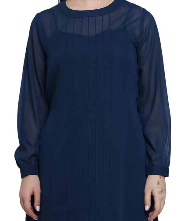 Teal_Georgette_Solid_Dress_For_Women