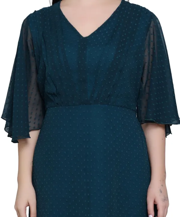 Teal_Georgette_Solid_Dress_For_Women