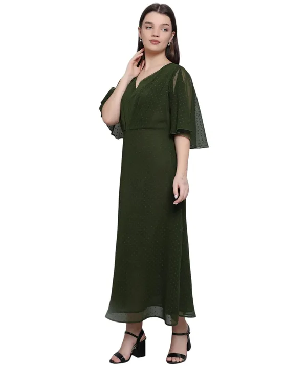 Green_Georgette_Solid_Dress_For_Women