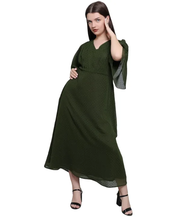 Green_Georgette_Solid_Dress_For_Women