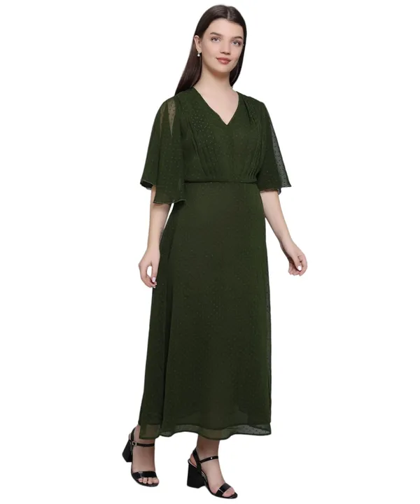 Green_Georgette_Solid_Dress_For_Women