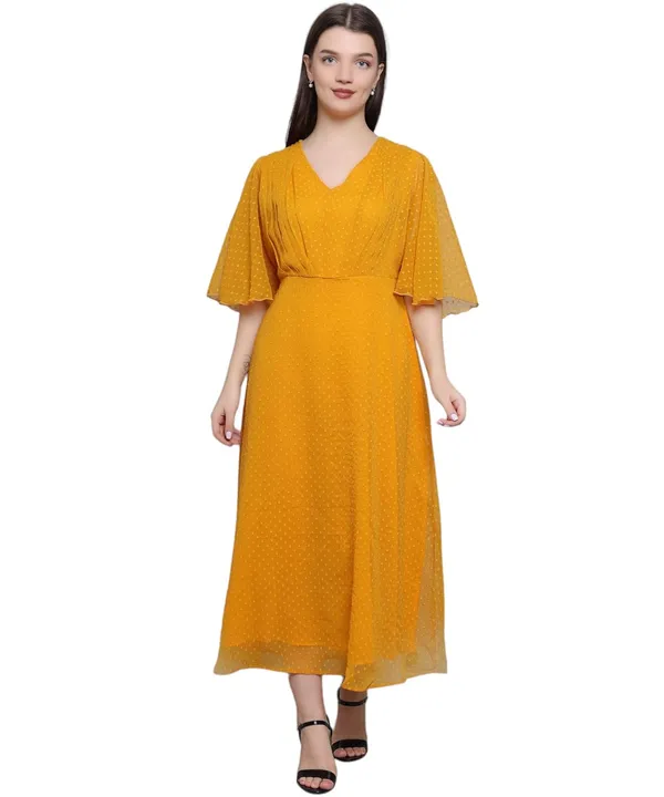 Yellow_Georgette_Solid_Dress_For_Women