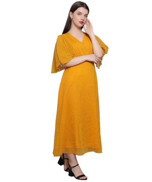 Yellow_Georgette_Solid_Dress_For_Women