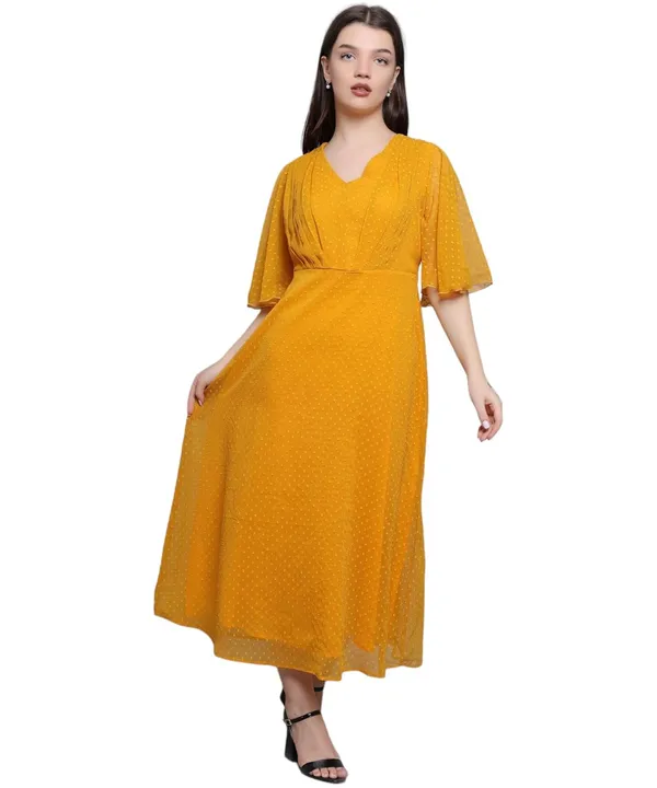 Yellow_Georgette_Solid_Dress_For_Women
