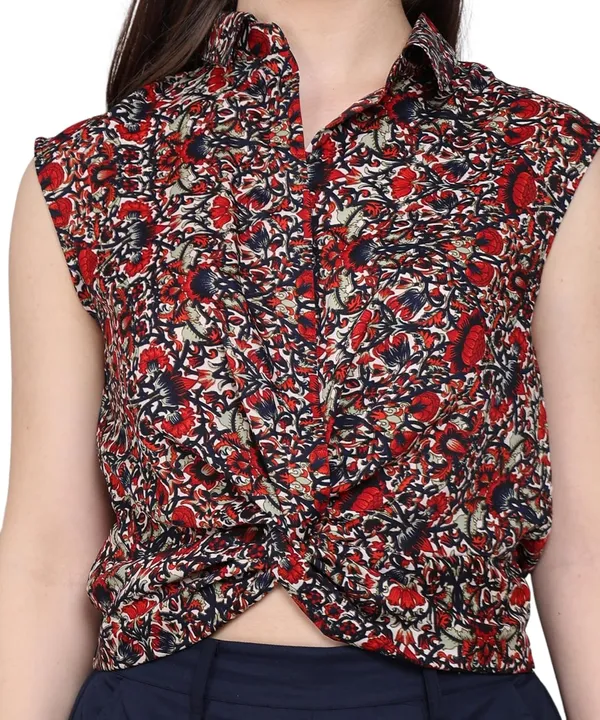 Red_Crepe_Floral_Clothing_Set_For_Women