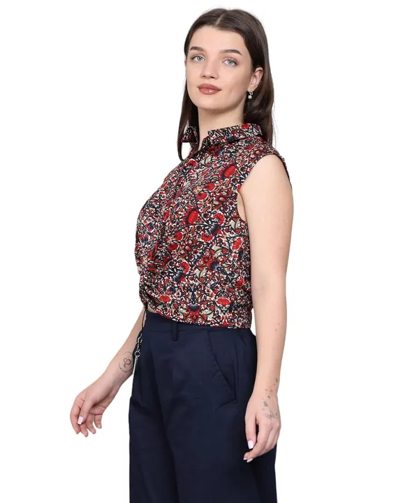Red_Crepe_Floral_Clothing_Set_For_Women