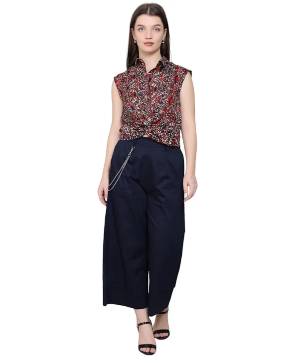 Red_Crepe_Floral_Clothing_Set_For_Women