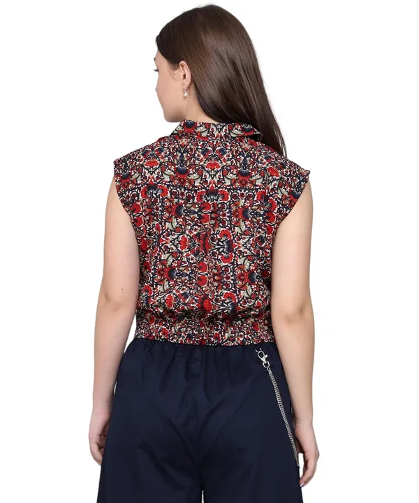 Red_Crepe_Floral_Clothing_Set_For_Women