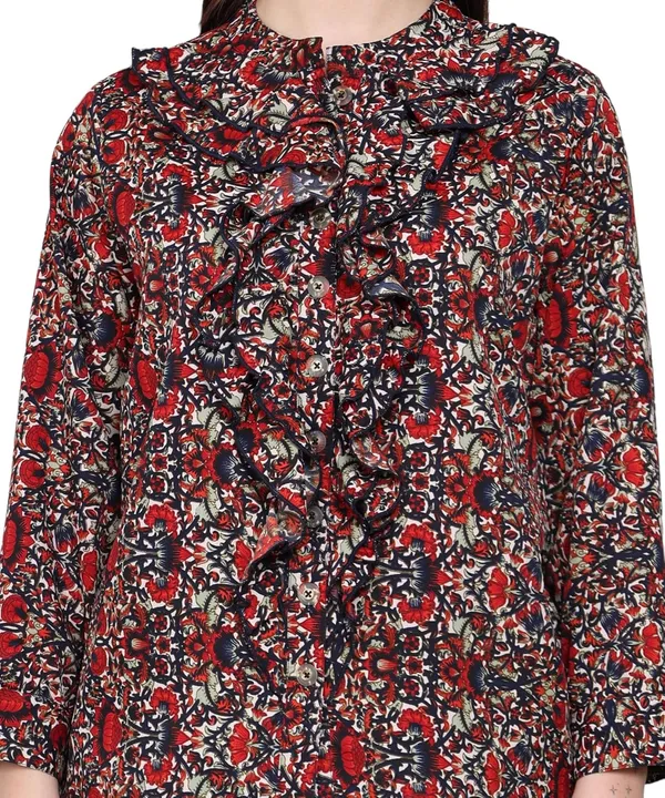 Red_Crepe_Floral_Top_For_Women