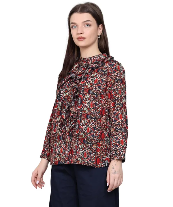 Red_Crepe_Floral_Top_For_Women