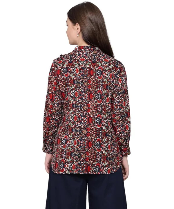 Red_Crepe_Floral_Top_For_Women