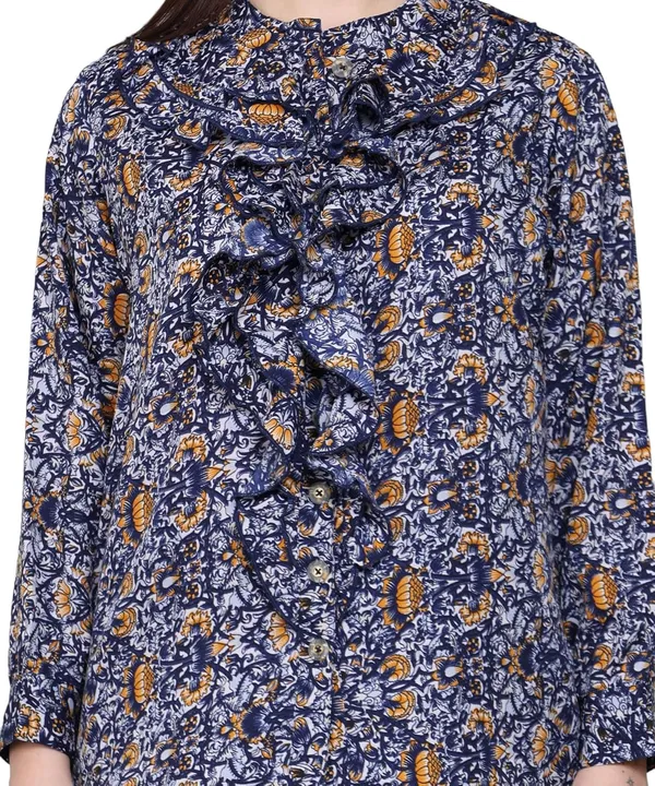 Blue_Crepe_Floral_Top_For_Women