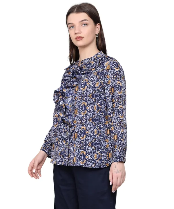 Blue_Crepe_Floral_Top_For_Women