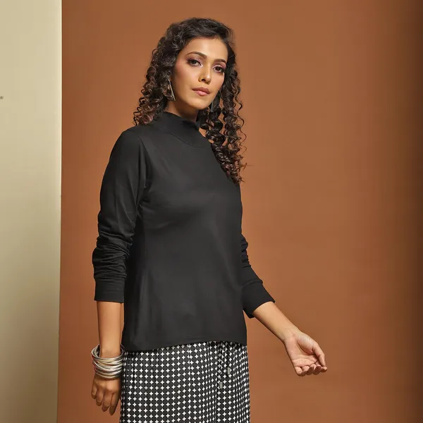 Black_Rayon_Blend_Solid_Top_For_Women