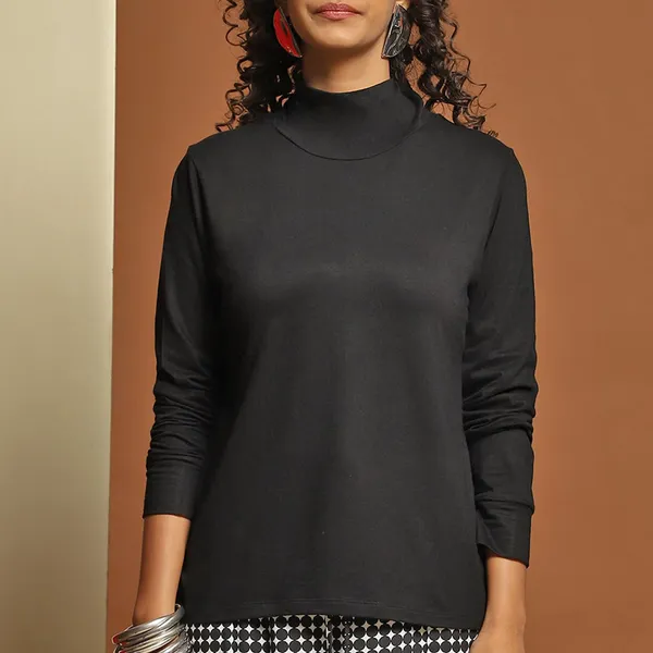 Black_Rayon_Blend_Solid_Top_For_Women