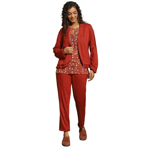 Tan_Rayon_Blend_Solid_Clothing_Set_For_Women