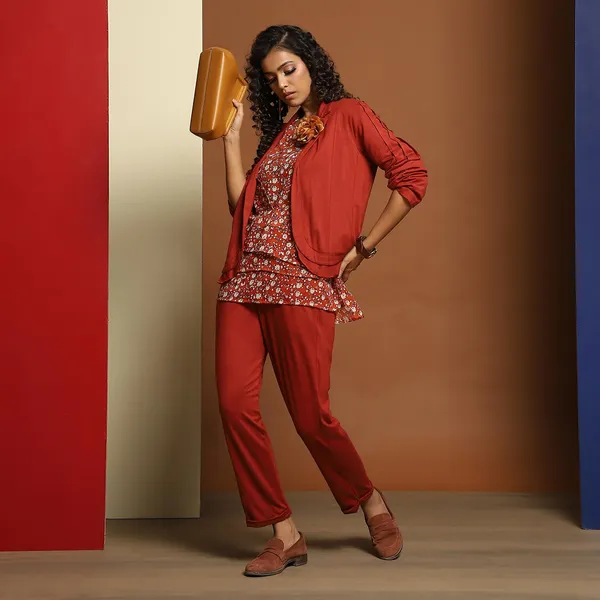 Tan_Rayon_Blend_Solid_Clothing_Set_For_Women