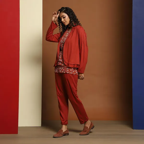 Tan_Rayon_Blend_Solid_Clothing_Set_For_Women