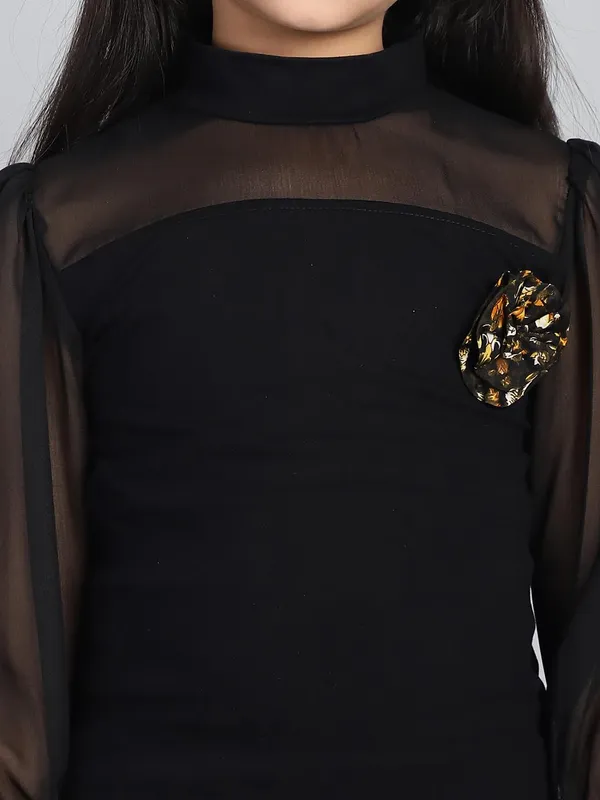 Black_Cotton_Solid_Dress_For_Kids